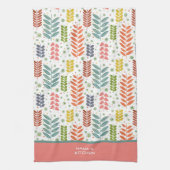 モダンカラフル葉カスタムかわいらし引用文名 キッチンタオル (縦)