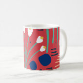 モダンカラフル葉花模様赤 コーヒーマグカップ (正面右)