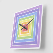 モダンカラフル虹色パターン スクエア壁時計 (傾斜)