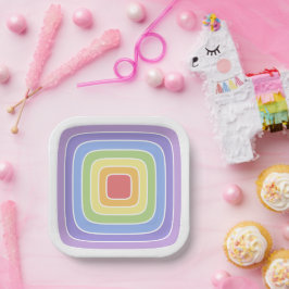 モダンカラフル虹色パターン ペーパープレート