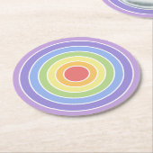 モダンカラフル虹色パターン ラウンドペーパーコースター (アングル)
