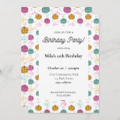 モダンカラフル誕生日招待状 招待状 (正面/裏面)