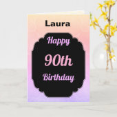 モダンカラフル追加名90誕生日 カード (黄色い花)