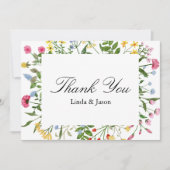 モダンカラフル野結婚花サンキューカード 招待状 (正面)