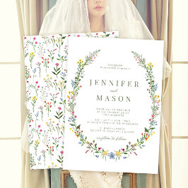 モダンカラフル野花結婚式招待状 招待状
