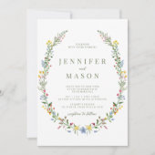 モダンカラフル野花結婚式招待状 招待状 (正面)