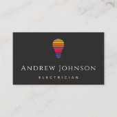 モダンカラフル電球電気技師ミニマル 名刺 (正面)