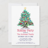モダンカラフル飾ツリーホリデイ 招待状 (正面)