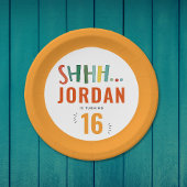 モダンカラフル驚きパーティーブ絵を描ラシ型 ペーパープレート