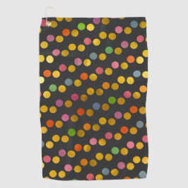 モダンカラフル&かわいい炭金ゴールド水玉模様 ゴルフタオル