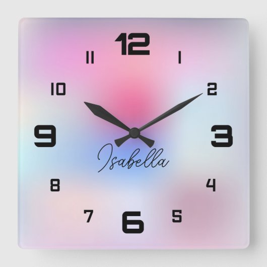 モダンカラフル スクエア壁時計 (正面)