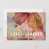 モダンカラフル《写真》ぼけ味オーバーレイ結婚写真 サンキューカード (正面)