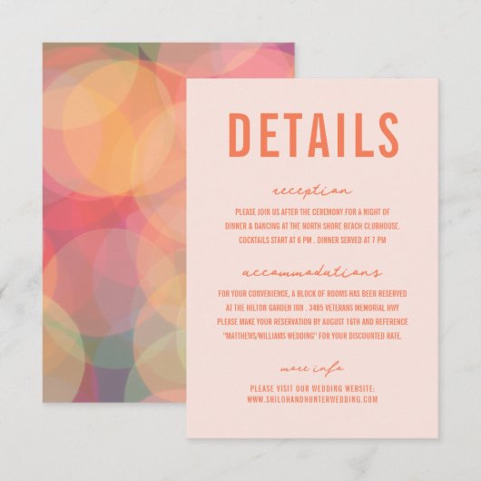 モダンカラフル《写真》ぼけ味ライツピーチ結婚ーズ エンクロージャーカード (正面/裏面)