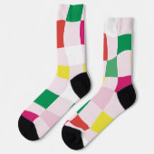 モダンカラフル | Blocksタータンチェックのクリスマス ソックス (左)