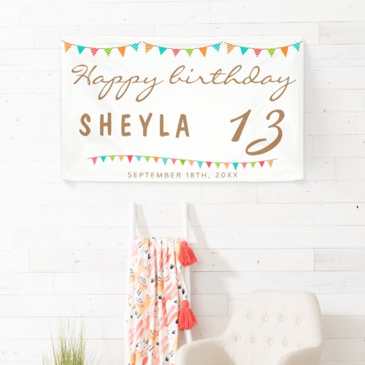 モダンカラフルBunting Flags誕生会 横断幕 (インサイチュ)