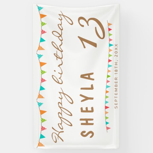 モダンカラフルBunting Flags誕生会 横断幕 (縦)