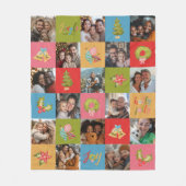 モダンカラフルChristmas Family Photo Keepsake フリースブランケット (正面)