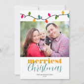 モダンカラフルChristmas Lights Holiday Photo シーズンカード (正面)