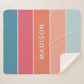 モダンカラフルColorblockパーソナライズされた Name Chic シェルパブランケット (正面(横))
