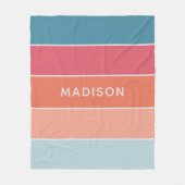 モダンカラフルColorblockパーソナライズされた Name Chic フリースブランケット (正面)