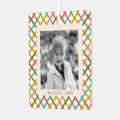 モダンカラフルCrisscross写真クリスマス メタルオーナメント (正面左)