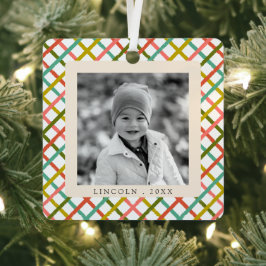 モダンカラフルCrisscross写真クリスマス メタルオーナメント