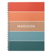 モダンカラフルEarthのカローブロック名パーソナライズされた ノートブック (正面)