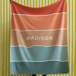 モダンカラフルEarth Colorblockパーソナライズされた名 シェルパブランケット