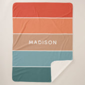 モダンカラフルEarth Colorblockパーソナライズされた名 シェルパブランケット (正面)