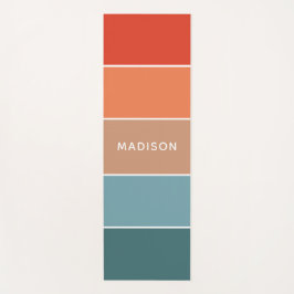 モダンカラフルEarth Colorblockパーソナライズされた名 ヨガマット