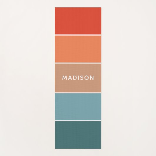 モダンカラフルEarth Colorblockパーソナライズされた名 ヨガマット (正面)