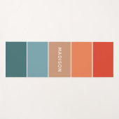 モダンカラフルEarth Colorblockパーソナライズされた名 ヨガマット (正面(横))