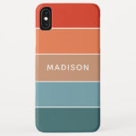モダンカラフルEarth Colorblockパーソナライズされた名 iPhone XS Maxケース<br><div class="desc">このカラフルとモダンデザインは、青、茶色、オレンジ色の色ブロックのパターンを特徴としパーソナライズされたて、名前#iphone #cases #iphonecases #electronics</div>