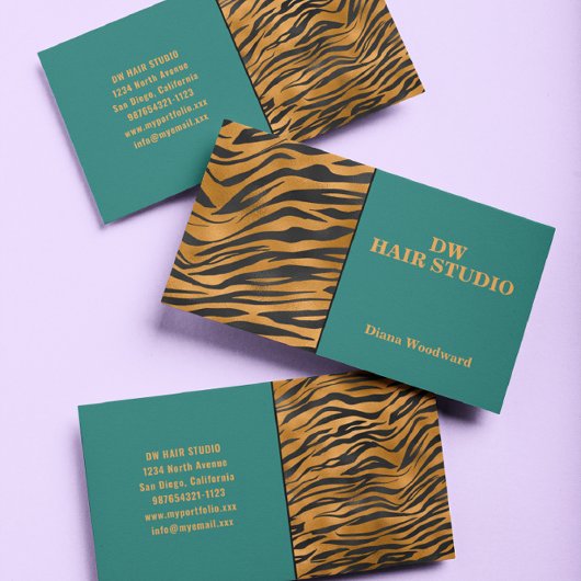 モダンカラフルGreenガーリー Business Card 名刺