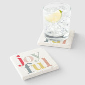 モダンカラフルJoyful Christmas Holiday Gift ストーンコースター (横)