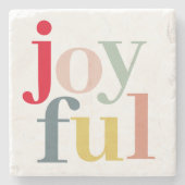 モダンカラフルJoyful Christmas Holiday Gift ストーンコースター (正面)