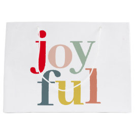 モダンカラフルJoyful Christmas Holiday Gift ラージペーパーバッグ