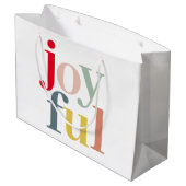 モダンカラフルJoyful Christmas Holiday Gift ラージペーパーバッグ (裏面アングル)