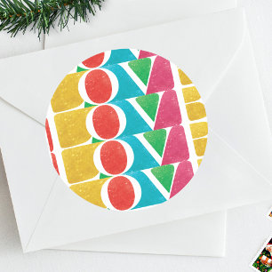 モダンカラフルLOVE PEACE JOY メリークリスマス ラウンドシール