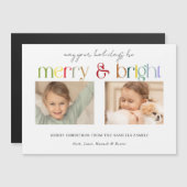 モダンカラフルMerry&Brightタイポグラフィ2枚の写真 (正面/裏面)