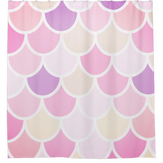 モダンカラフルPink Mermaidはかりで測 Pattern シャワーカーテン (正面)