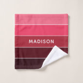 モダンカラフルPinks Colorblock名パーソナライズされた バスタオルセット (ウォッシュタオル)