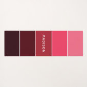 モダンカラフルPinks Colorblock名パーソナライズされた ヨガマット (裏面(横))