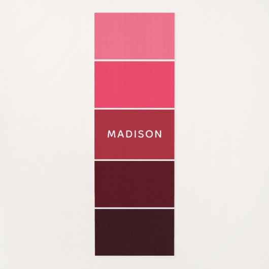 モダンカラフルPinks Colorblock名パーソナライズされた ヨガマット (正面)