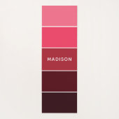 モダンカラフルPinks Colorblock名パーソナライズされた ヨガマット (裏面)