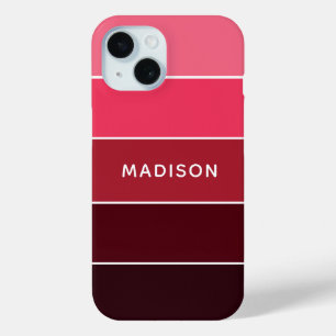 モダンカラフルPinks Colorblock名パーソナライズされた iPhone 15ケース