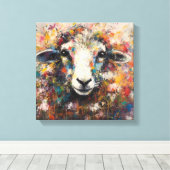 モダンカラフルSheep Art Canvas Print キャンバスプリント (インサイチュ (ウッドフロア))