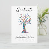 モダンカラフルTree Graduation Announcement Card 招待状 (スタンド正面)
