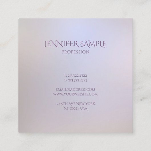 モダンカラーエレガントシンプルデザインテンプレートシック スクエア名刺 (裏面)