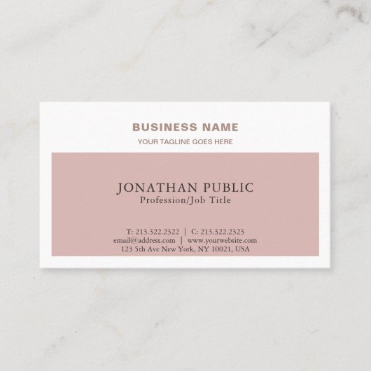 モダンカラースタイリッシュプロフェッショナルシックプレーン 名刺 (正面)